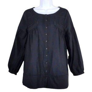 Maxsport Women's Black blouse bishop sleeves button down Size M (NWT) MSRP$140